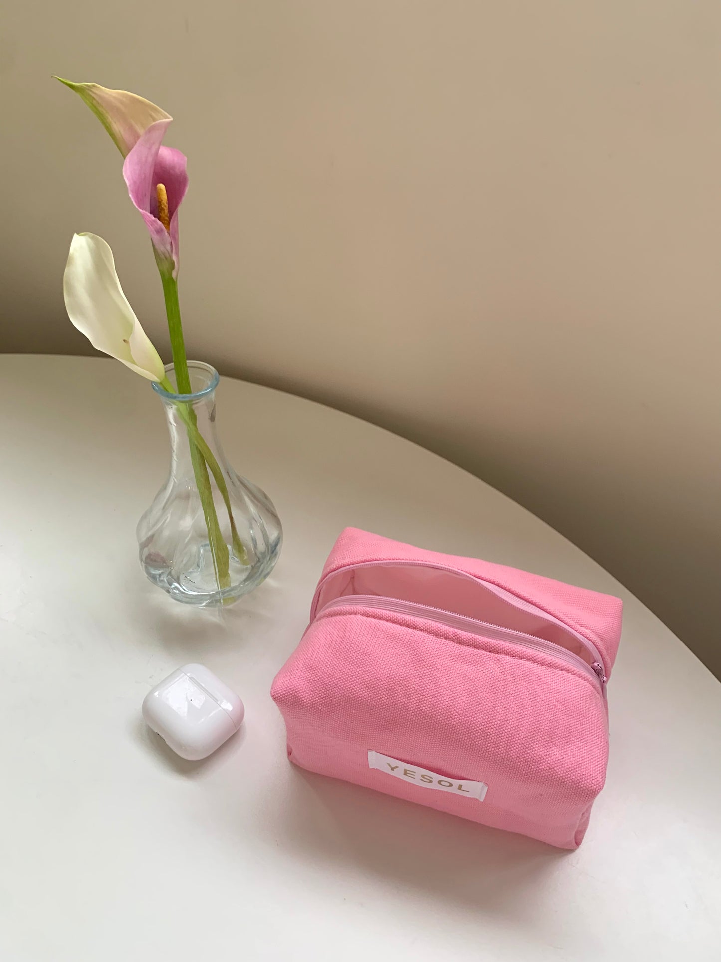 Canvas cotton beauty bag deep pink