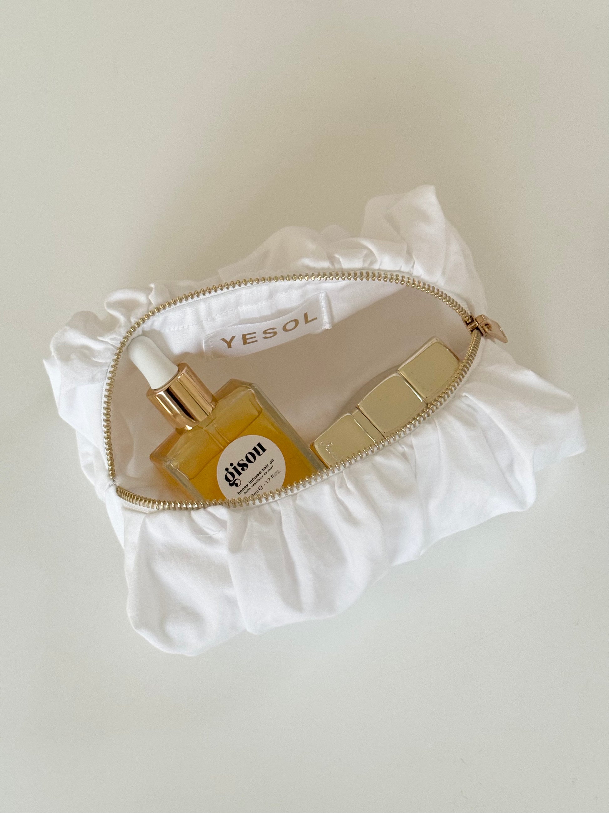 cotton draped beauty bag white 